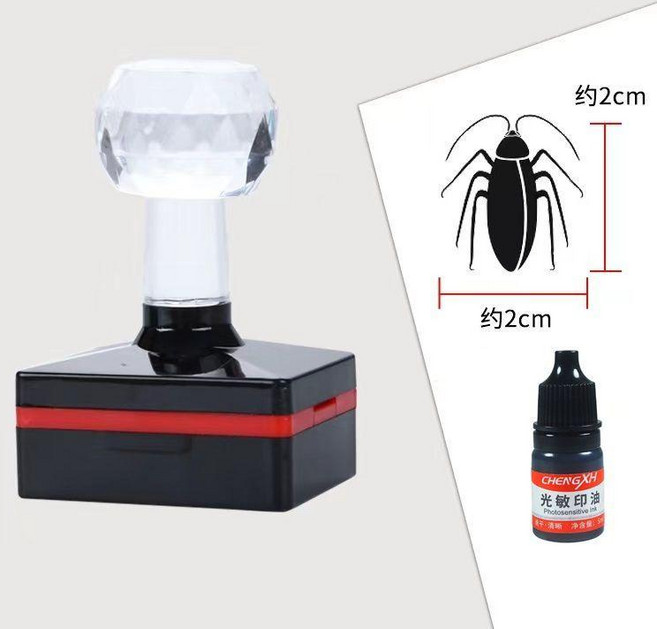整蠱 死蚊子印章 惡搞 小蚊子印章 玩具 昆蟲 小印章 副廠商品, 1個, 活蟑螂印章+光敏印油