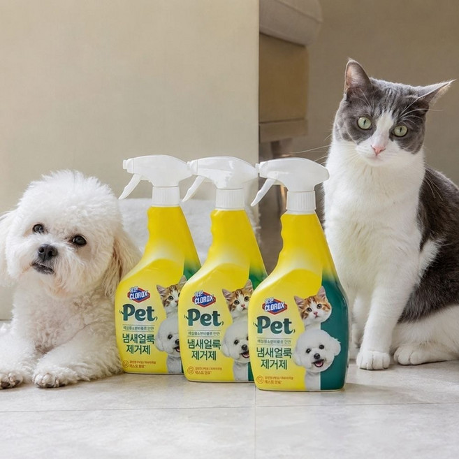 유한락스 펫 냄새 얼룩 제거제 강아지 고양이 반려동물, 3개, 500ml