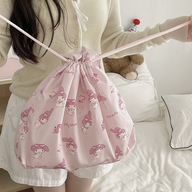 Sorpci 산리오 접이식 에코백 학생용 대용량 스트링 디자인 가방