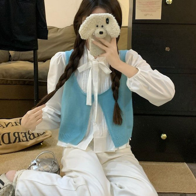 여성투피스 / 조끼 + 블라우스 / 여성티셔츠 / 니트조끼 / 셔츠 / TZ8031730 46