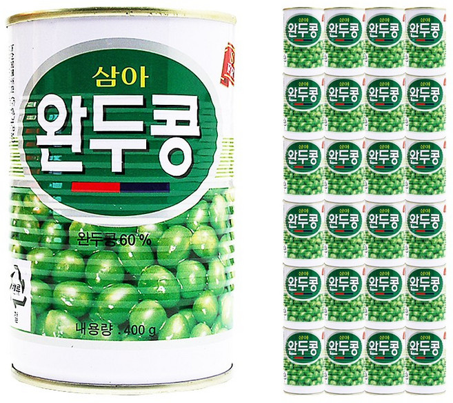 푸드올마켓_ 삼아 완두콩통조림 400g 한박스 (400g x 24ea), 삼아 완두콩통조림 400g 한박스 24ea, 24개