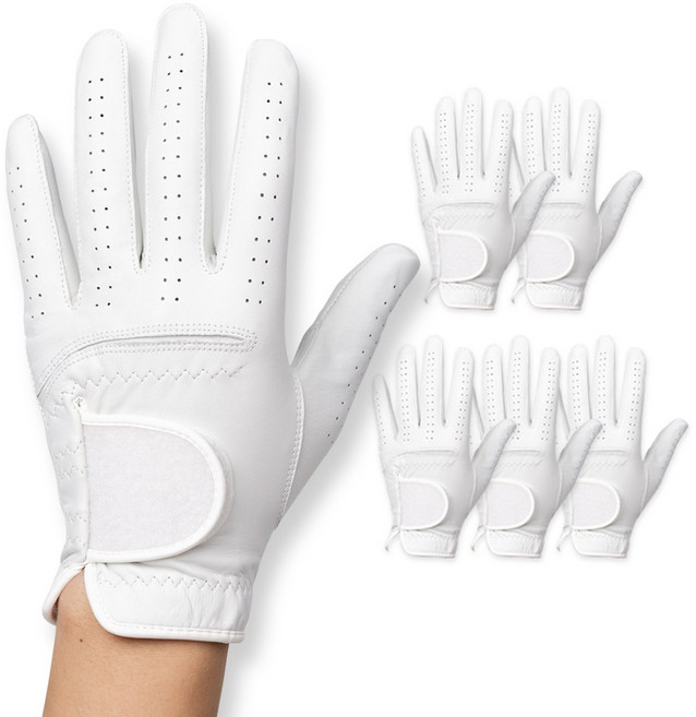 프리미엄 천연 양피 골프장갑세트 여성용 골프 장갑, 6개, 화이트
