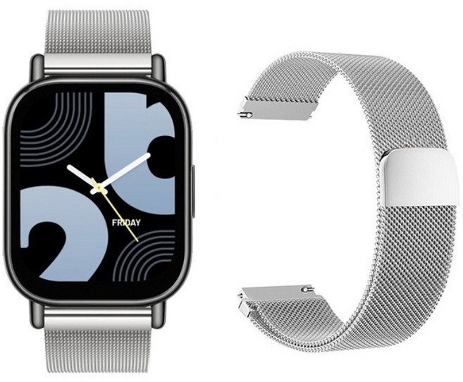 SKENOS 샤오미 레드미워치5 라이트 액티브 어메이즈핏빕6 5 호환 밀레니즈 루프 22mm 스트랩 시계줄, 실버, 1개