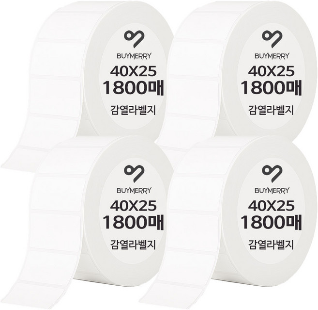 바이메리 감열롤라벨지 30mm~60mm 인쇄잘되고 잘붙는 국산 감열지 라벨지 스티커라벨 라벨프린터용지 라벨용지, 4롤