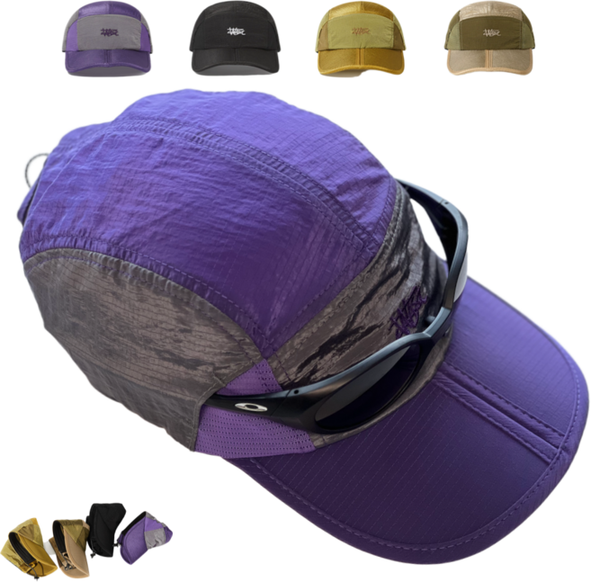 메셀 러닝 모자 메쉬 런닝 캡 접이식 스포츠, 퍼플, 1개