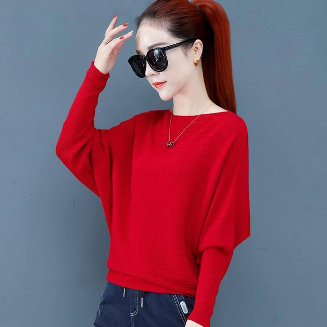 페이준 여성 봄 가을 니트 가오리 상의 쇼트 루즈 톱 IM8917