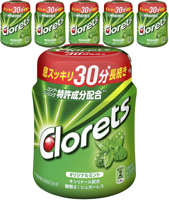 일본 clorets 몬델리즈 클로렛츠 오리지널 민트 맛 껌 140g x6통, 6개