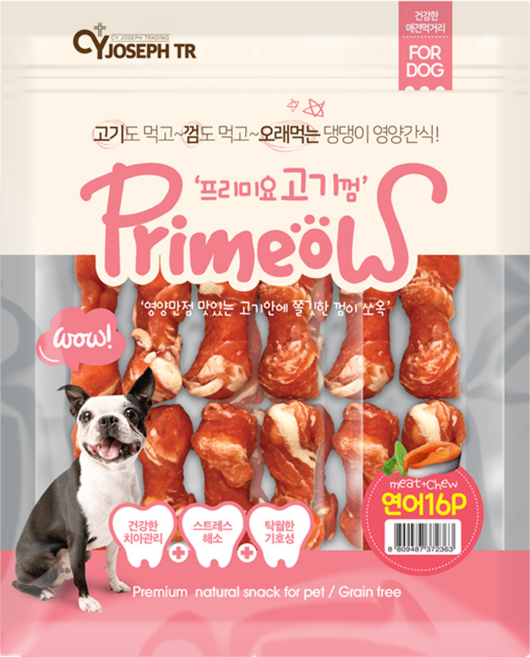 프리미요 고기껌 오래먹는 개껌간식 16P, 연어맛, 1개, 240g
