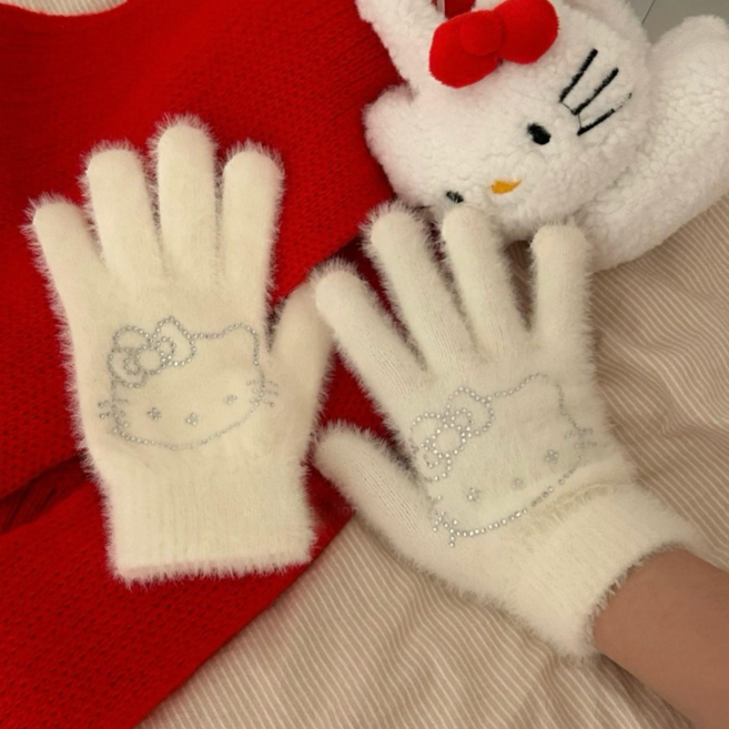 (당일발송) 키티 앙고라 터치 장갑 겨울 방한 키즈 답례품