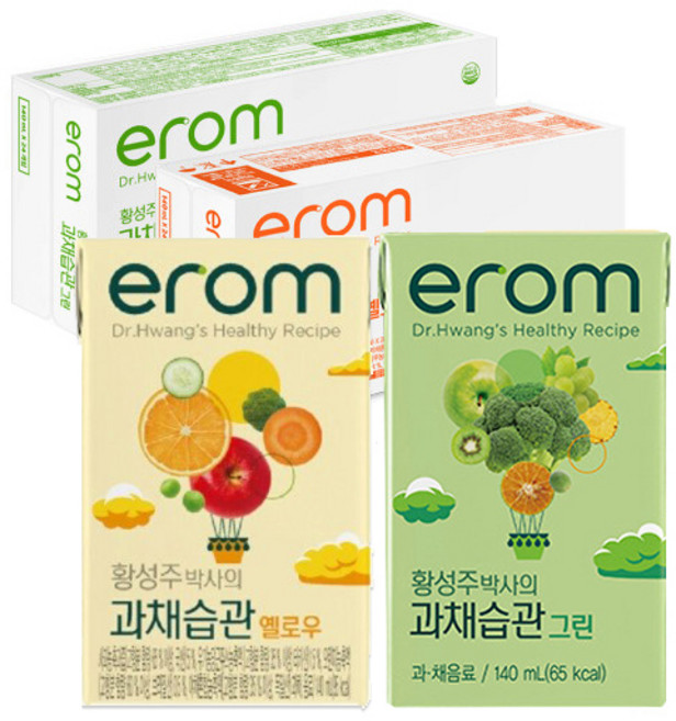 이롬 과채습관 2종(옐로우24팩+그린24팩), 140ml