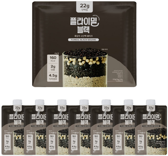 플라이밀 단백질 쉐이크 파우치 블랙, 45g, 7개