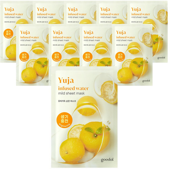 구달 유자 가득 순한 마스크팩 미백 생기충전 (AD), 1개입, 10개