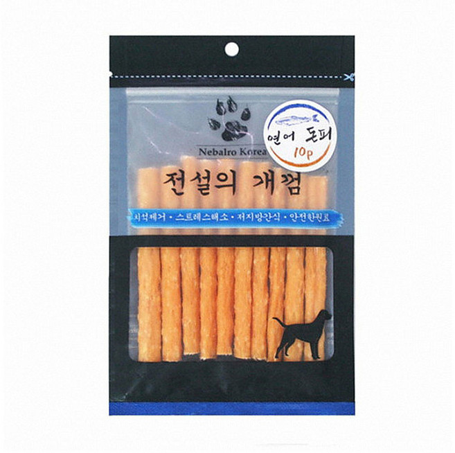 네발로코리아 전설의 개껌 10p, 연어 돈피, 5개, 60g