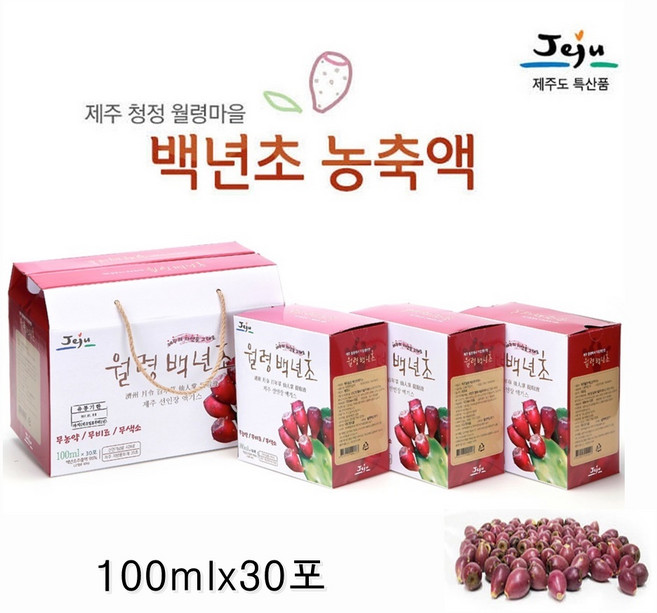 더드림식품 제주도 백년초즙 제주선인장 백년초농축액 선인장엑기스, 30개, 100ml