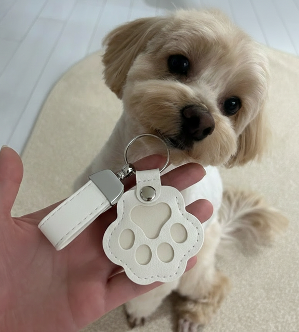 강아지 털 보관 키링 가죽 스트렙 키체인 가방고리 열쇠고리 / 반려동물 고양이 굿즈 메모리얼 추억 추모, 1개, 보라