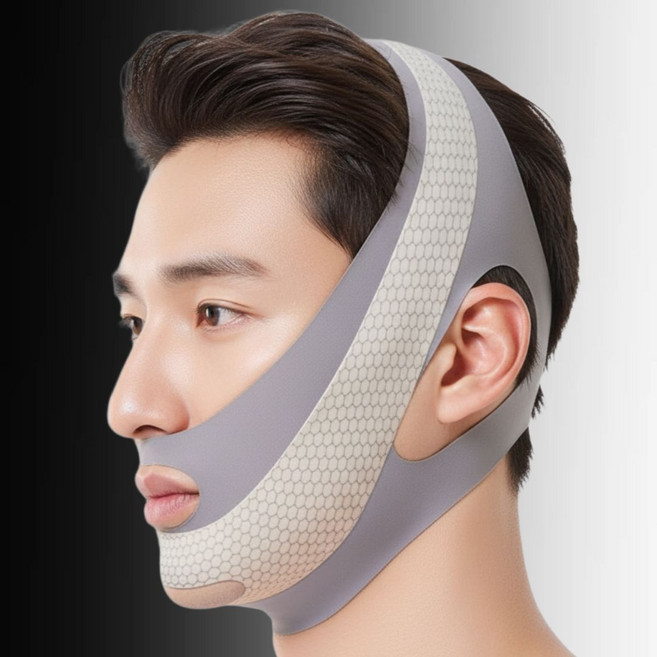 펀픽 남성용 턱 선 브이라인 얼굴 리프팅밴드, 1개, 그레이