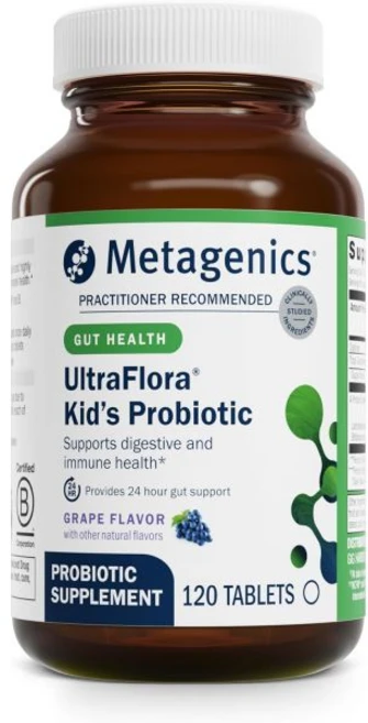 Metagenics UltraFlora Kids Probiotic - 10 Billion CFU - Children's Probiotic Blend - Digestive Hea, 120 Count (Pack of 1), 1개, 120정 - 쿠팡