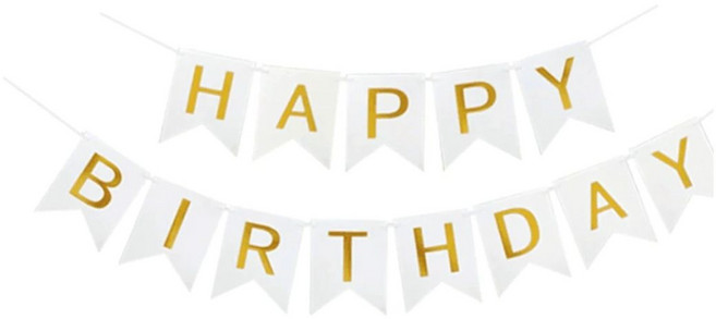 生日快樂彩虹色三角掛旗裝飾, 白色（小號), 1個