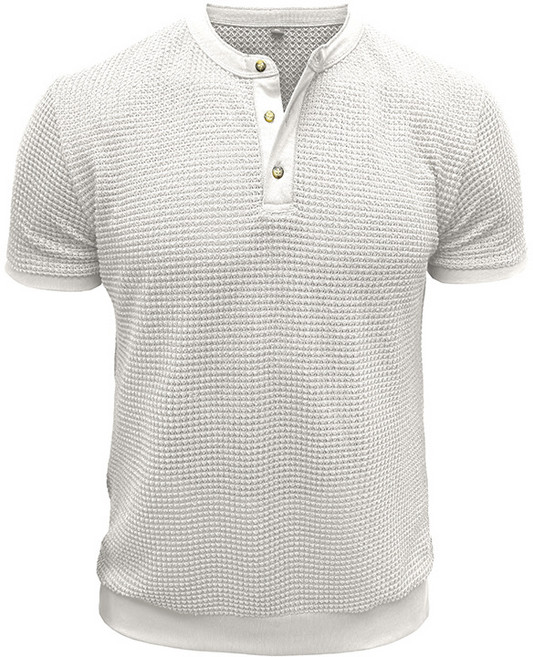 ANYOU 남자 오버사이즈 반팔 티 민트스쿨 니트 헨리넥셔츠