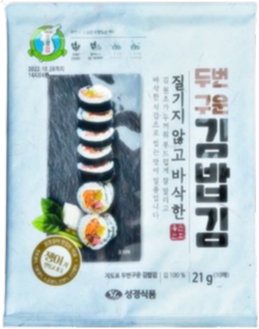 바이오푸드몰_성경식품 두번구운 김밥김, 21g, 29개