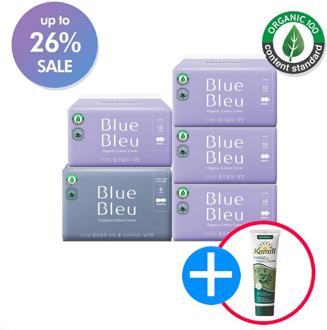 블루블루 유기농 생리대 대형4팩 오버나이트 1팩(사은품증정), 5개, 1개