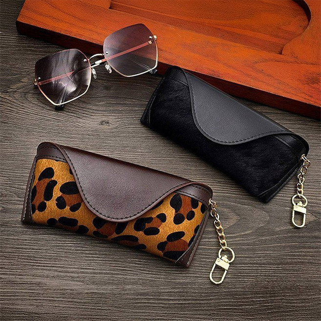 유니크 호피 레오파드 안경파우치 백참 고리형 가죽 선글라스 케이스 패션 안경집