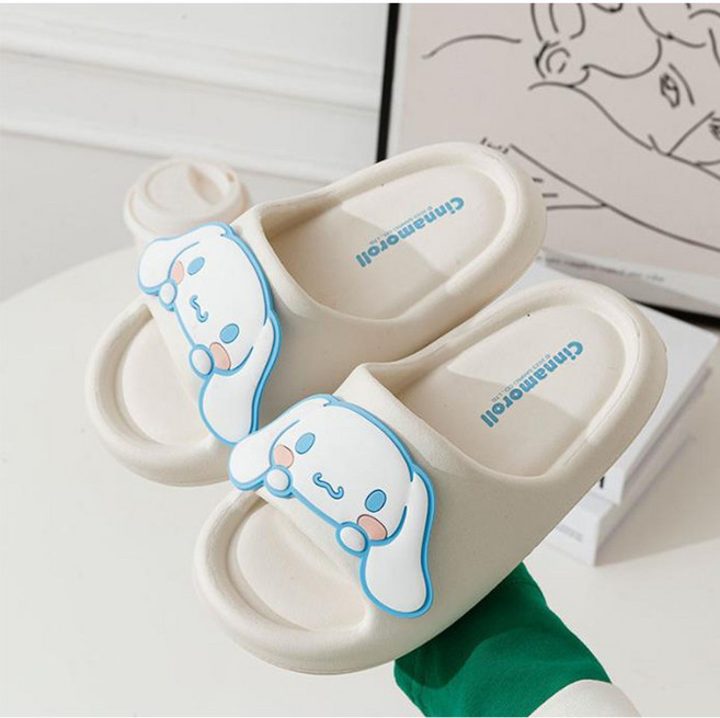 파티굿즈 산리오 어린이 슬리퍼 시나모롤 마이멜로디 쿠로미 실내 학교 어린이집 유치원, 1개, 화이트