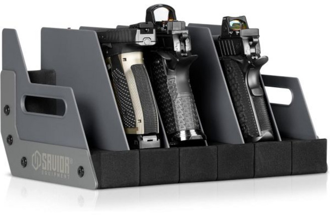 Savior Equipment 총 권총 리볼버 랙 거치대 스탠드 안전 캐비닛 보관함, SW Gray (6-Slot), 6-Slot, 1개