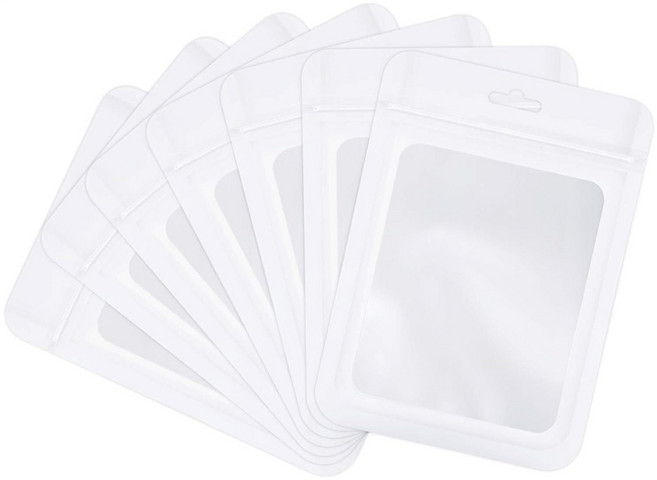 고급스러운 소품 포장 무광 투명창 지퍼백 봉투, 100장, 화이트