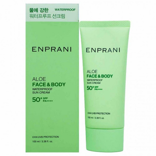 알로에 워터프루프 선크림 100ml SPF50+PA+ 강력 자외선차단 야외활동 피부보호, 1개, 1ml