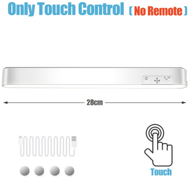 호환 원격 테이블 램프 48cm 행잉 자기 책상 LED 독서등 USB 충전식 캐비닛 침대 옆 거울 야간 조명, 01 하얀색