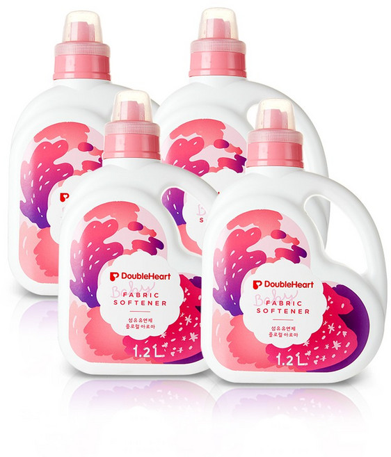 더블하트 유아용 섬유유연제 플로럴아로마향, 1.2L, 4개