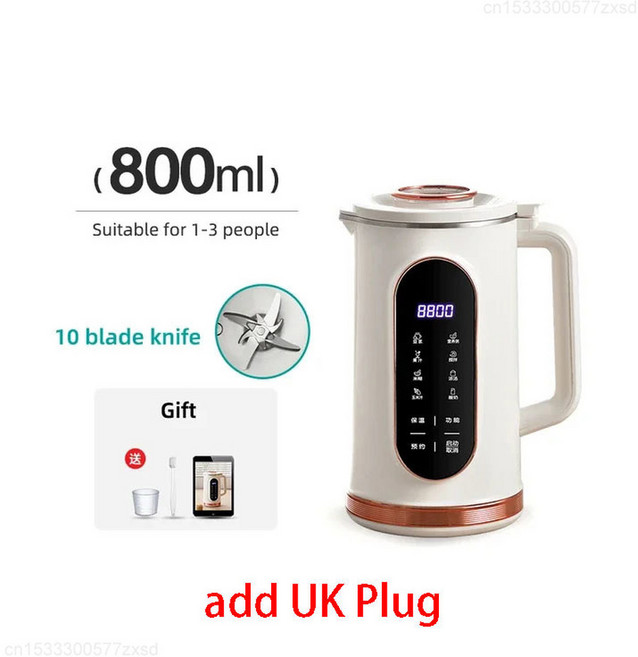 전기 두유 기계 아침 식사 착즙기 믹서 깨는 대용량 보존 1500ML, 5) 800ml - UK, 999