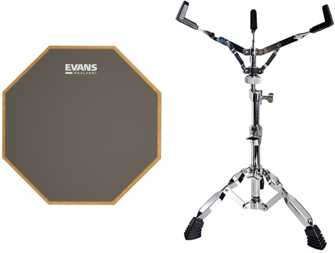 에반스 리얼필 드럼 연습 패드 RF12G 스탠드 포함 (12인치), 1세트