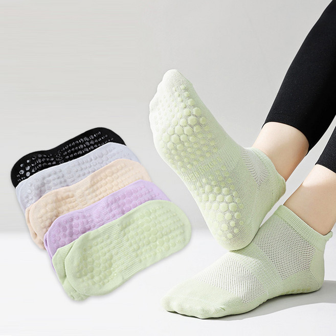슈가앤 여성용 NHF02 메쉬 파스텔 단목 5켤레 양말세트 미끄럼방지 필라테스 요가 논슬립 양말
