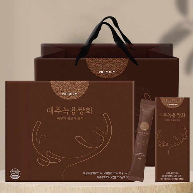 구록원 간편섭취 스틱형 대추 녹용 쌍화 스틱 10g x 30포 대추즙 녹용즙 쌍화차, 30개