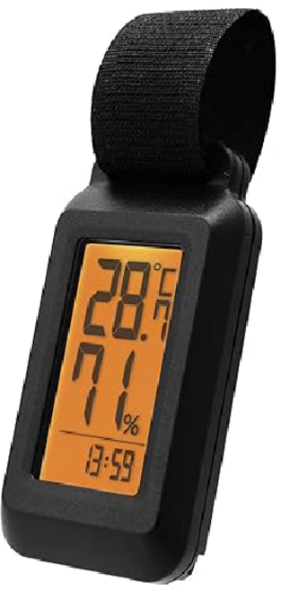드레텍 DRETEC 휴대용 온습도계 IPX4 방적 소형 휴대용, 블랙, 1개