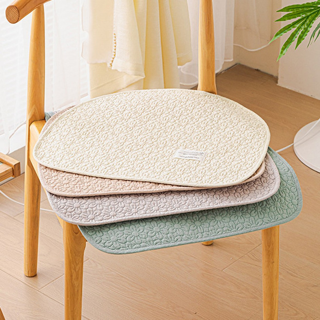 오릴리 솔리드 퀼팅 순면 의자 쿠션 방석 커버 4종, 1개, #3 라이트 블루