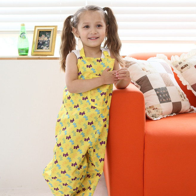 엘리몽 멜빵형 놀이복 아기 미술가운, 럭키도그 옐로우