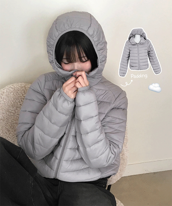 자스민벨 클루 스탠다드 밴딩 후드 웰론5온스 경량 패딩 스트링 후드일체형 데일리룩 캐주얼룩 꾸안꾸 고퀄 더스트백 겨울아우터/겨울패딩/겨울신상