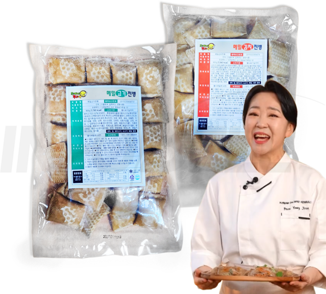 [TV홈쇼핑정품 인포벨]메밀명가 메밀 고기전병 김치전병 간편 밥반찬 강원도 전통 매밀 만두 부모님 술안주, 2개, 1.8kg