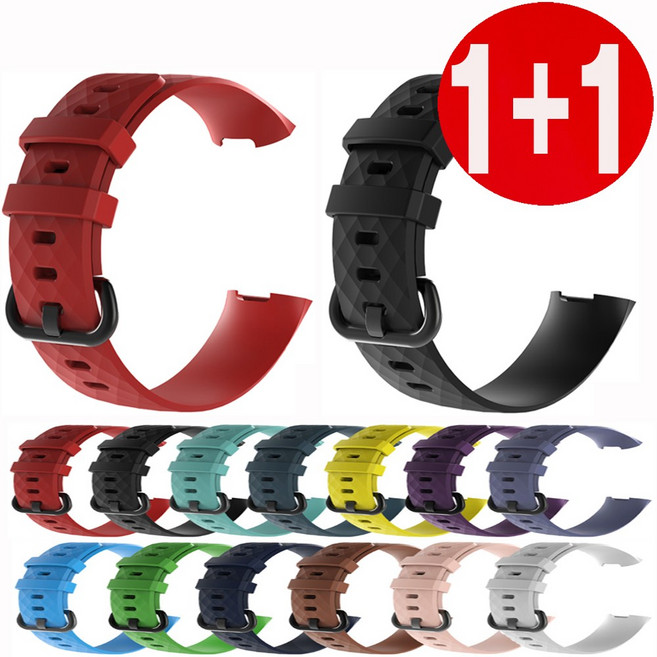 핏빗 차지3 차지4 스트랩 밴드, L라지-블랙, 1개