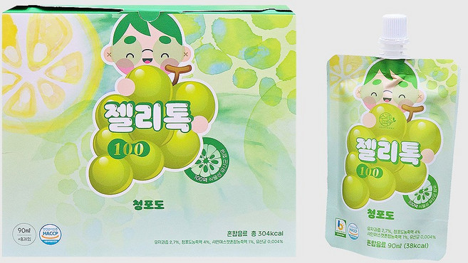 수피랑 젤리톡100 [청포도] /탱글 식감이 즐겁고 아이들도 좋아하는, 8개, 90ml
