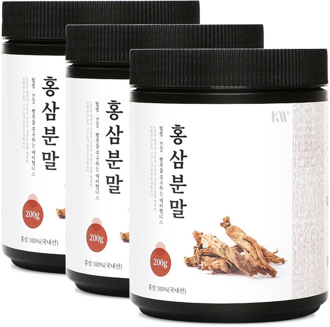 케이웰니스 국산 홍삼가루, 3개, 200g