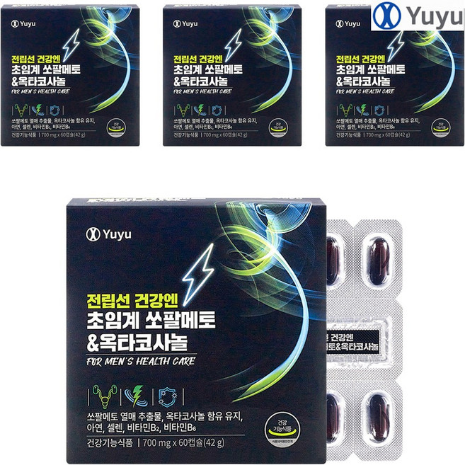 유유제약 전립선 건강 엔 초임계 쏘팔메토 옥타코사놀 소비기한 임박 상품, 4개, 60정