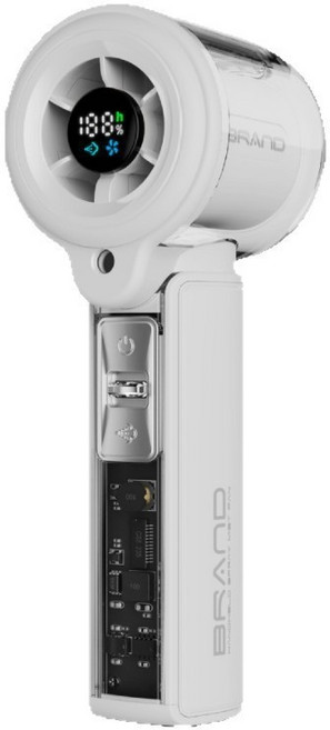 USB 渦輪風扇 數顯製冷冰敷手持風扇, 92*189.59mm, 黑色