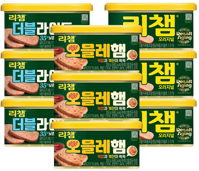 [동원] 리챔 오믈레햄 200g x 3 + 리챔 오리지널 200g x 3 + 리챔 더블라이트 200g x 3