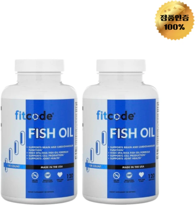 1+1 핏코드 피쉬 오일 1000mg 소프트젤 120정, 2개, 120회분 - 쿠팡