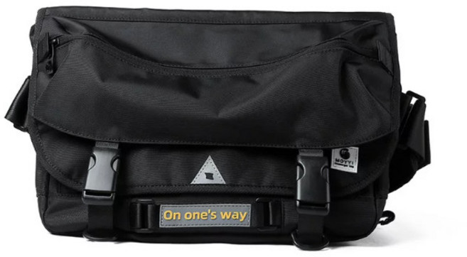 AngelNaNa 郵差包 - 多功能防潑水休閒側背包男士15吋電腦包 SBA0410, 黑色