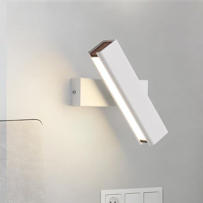 joxy 회전 가능 LED 벽등 침대 조명 W705-1B, 흰색